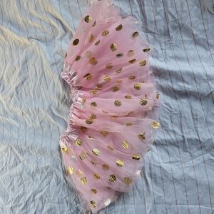 Pink Tulle Skirt with Gold Polka Dots